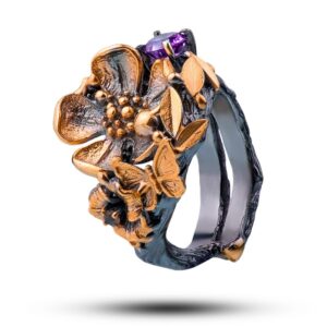 Кольцо «Флора», драгоценный камень аметист