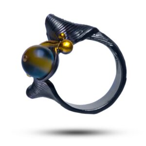 Кольцо «Дали», камень соколиный глаз, размер 18