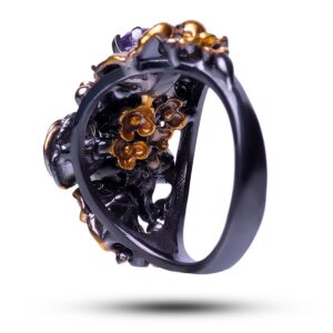 Кольцо «Розы», камни аметист, шпинель, размер 18