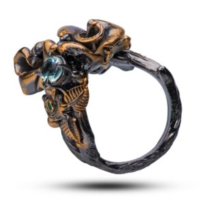 Кольцо «Розали» натуральные камни празиолит, шпинель