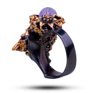 Кольцо «Колибри», драгоценные камни фианит, аметист