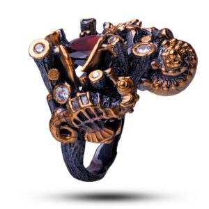 Кольцо «Атолл» камни гранат, фианит