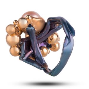 Кольцо «Пена», фианит, жемчуг, аметист