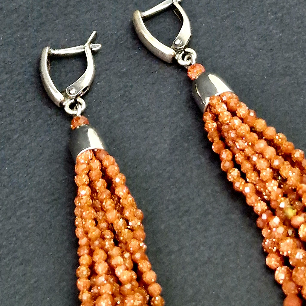 Серьги Золотой песок, камень авантюрин Арт. АП-13382