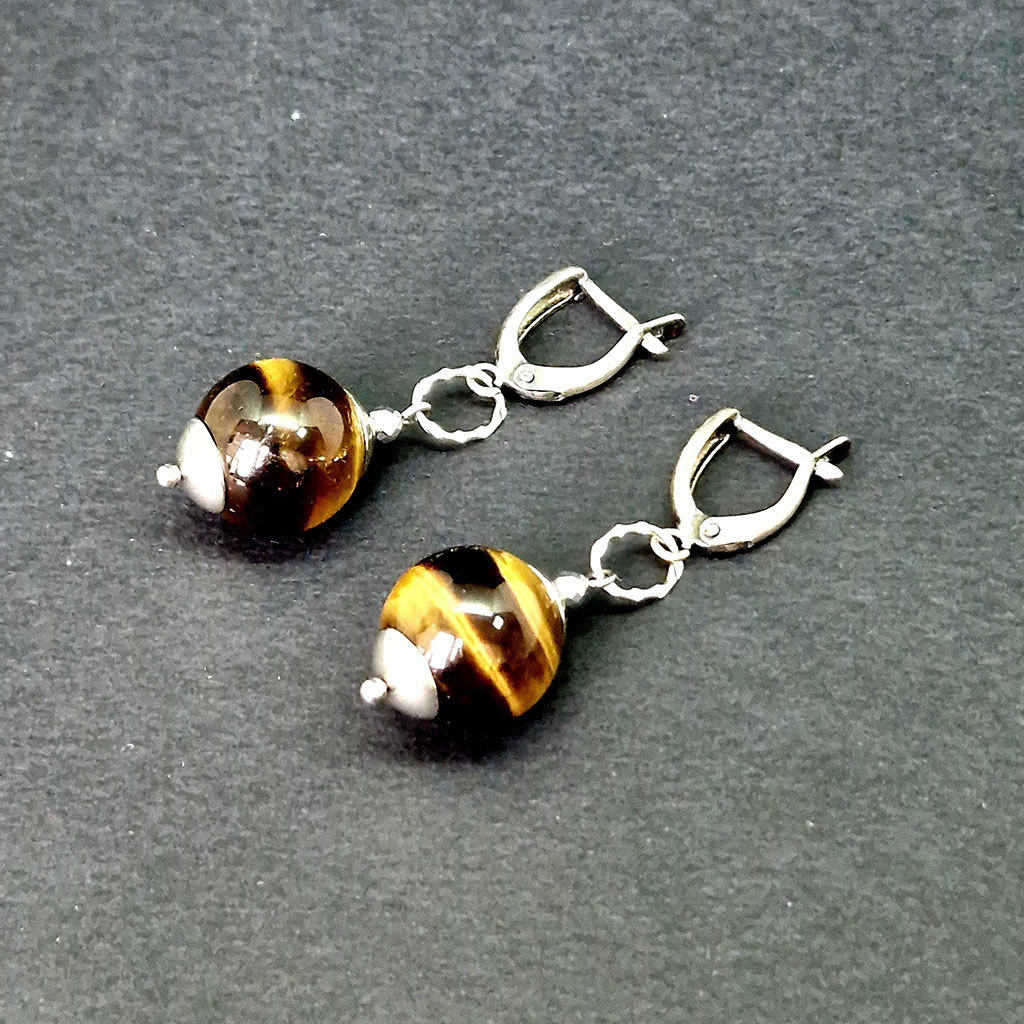 Серьги Шоколад, камень тигровый глаз, Арт. АП-15903