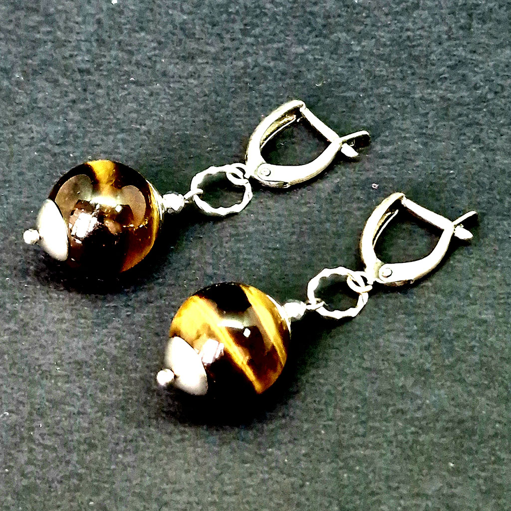 Серьги Шоколад, камень тигровый глаз, Арт. АП-15903