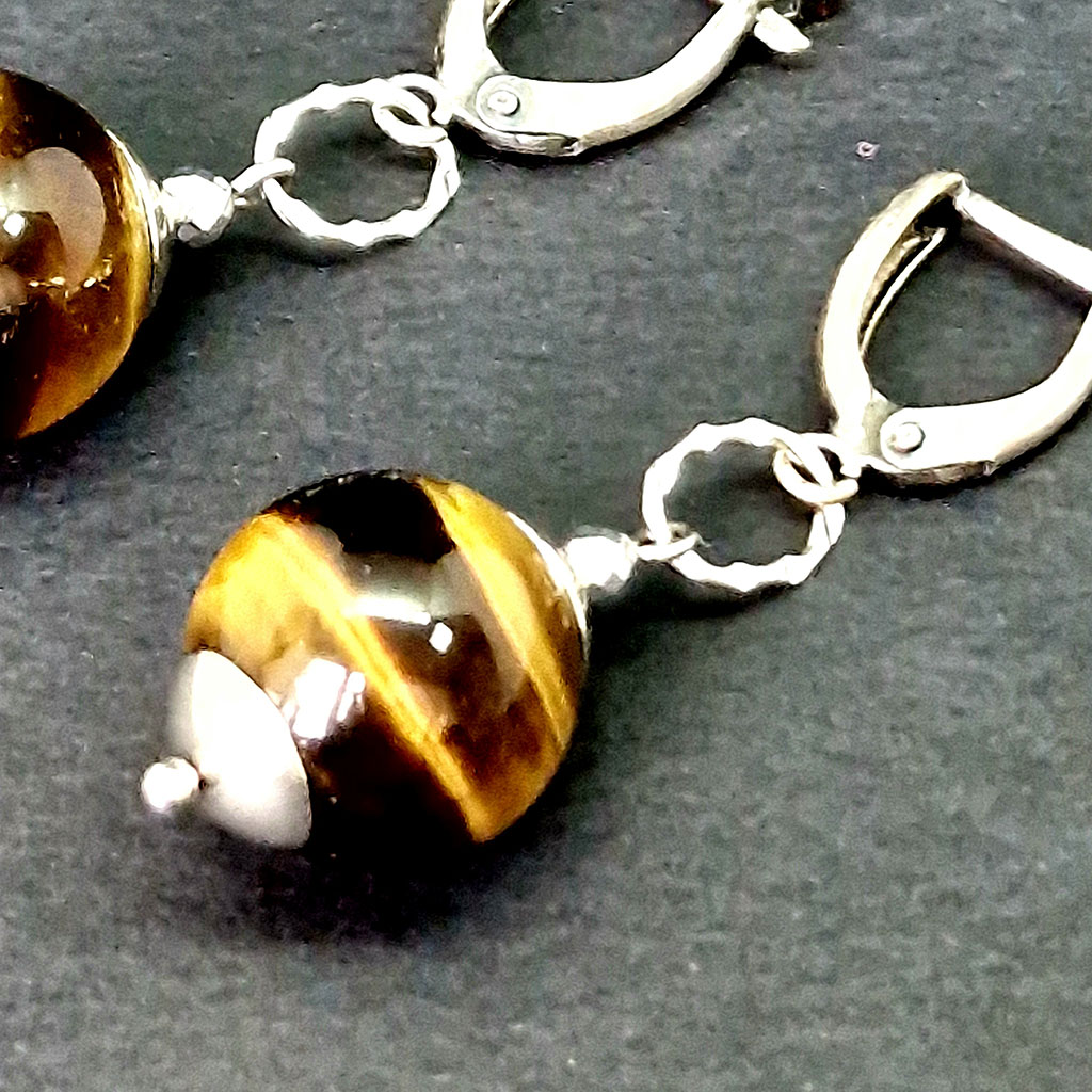 Серьги Шоколад, камень тигровый глаз, Арт. АП-15903