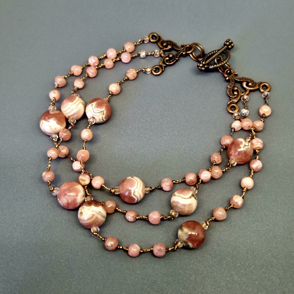 Браслет Аида-9948, камень родохрозит