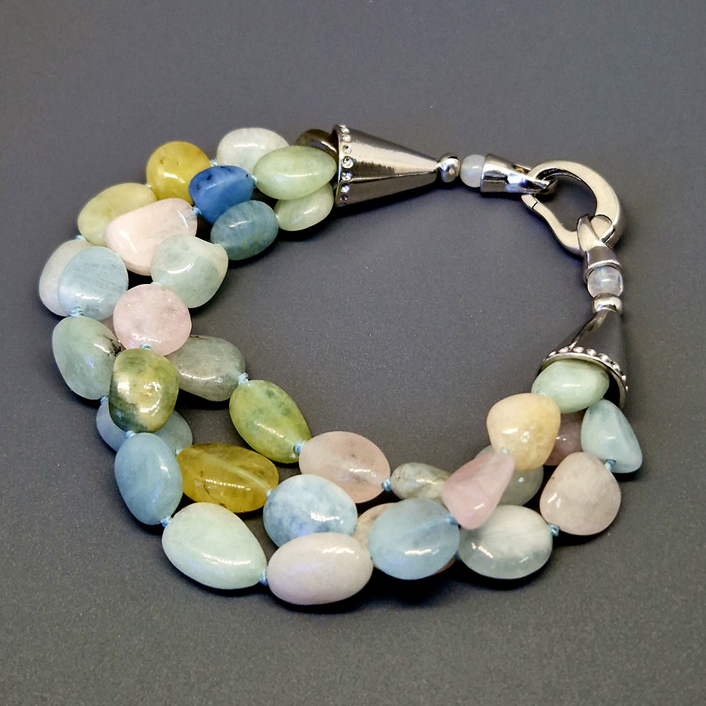 Браслет "3 нити", камень берилл, 19 см, Арт. Д-О-2258