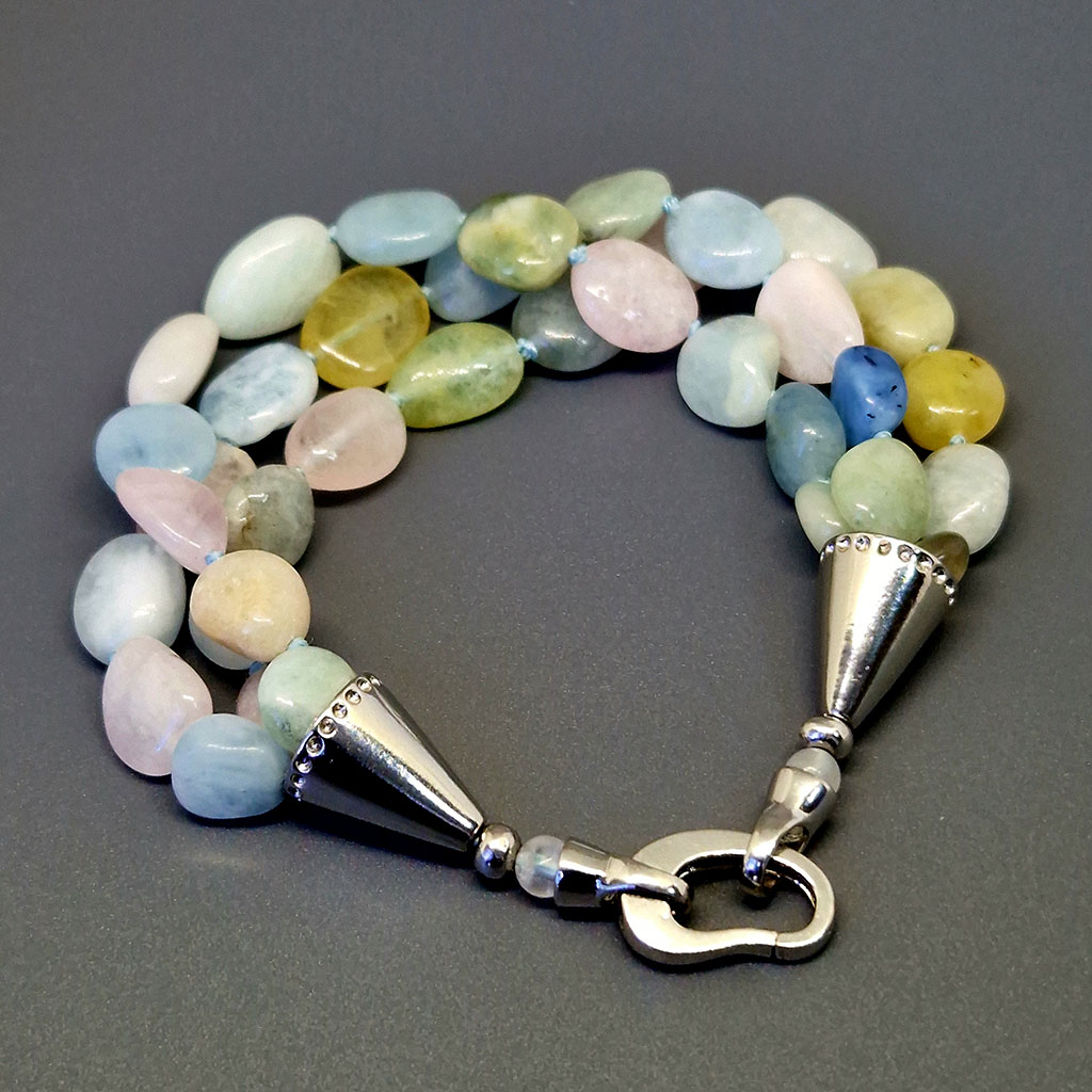 Браслет "3 нити", камень берилл, 19 см, Арт. Д-О-2258