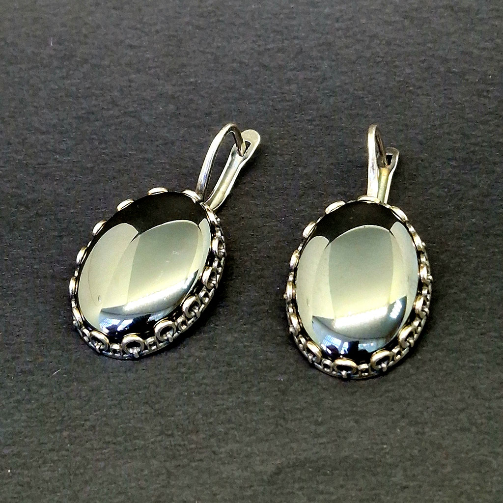 Серьги ГРП-1627, камень гематит