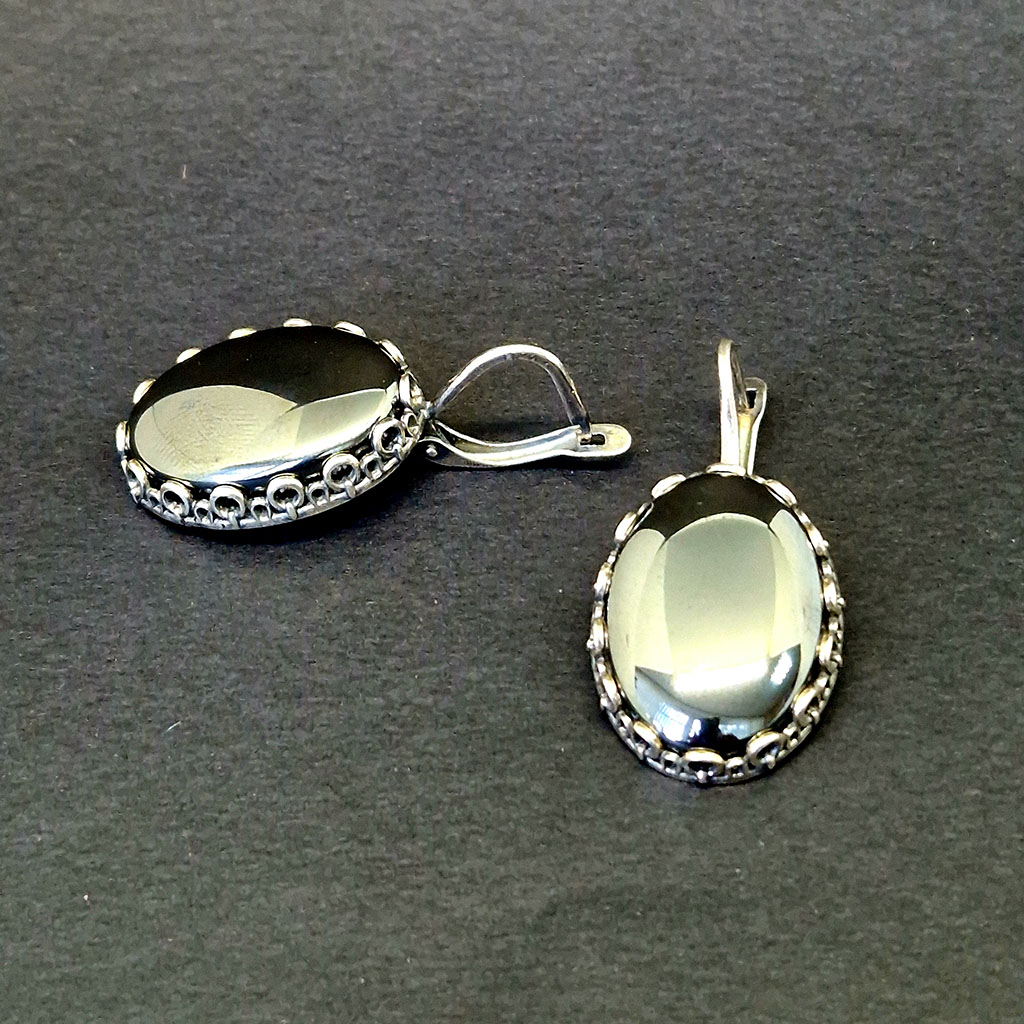 Серьги ГРП-1627, камень гематит