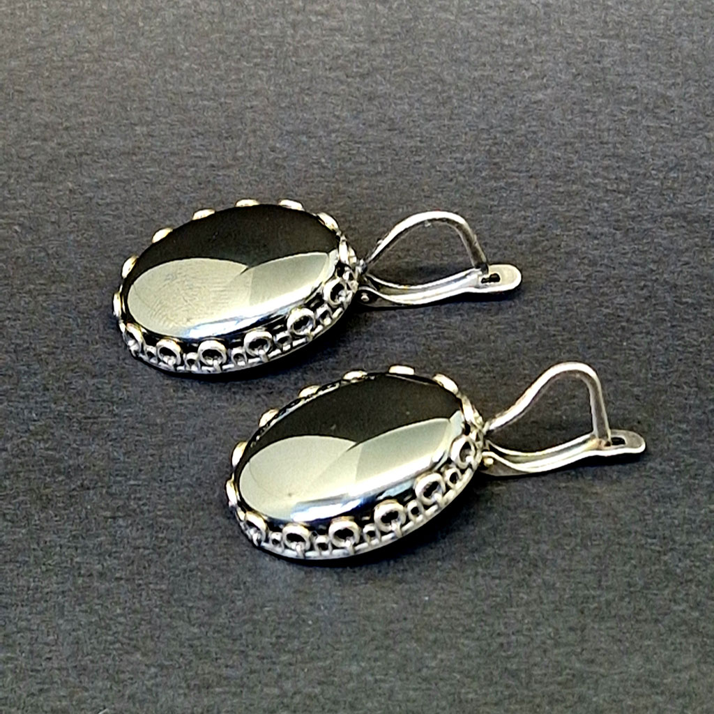 Серьги ГРП-1627, камень гематит