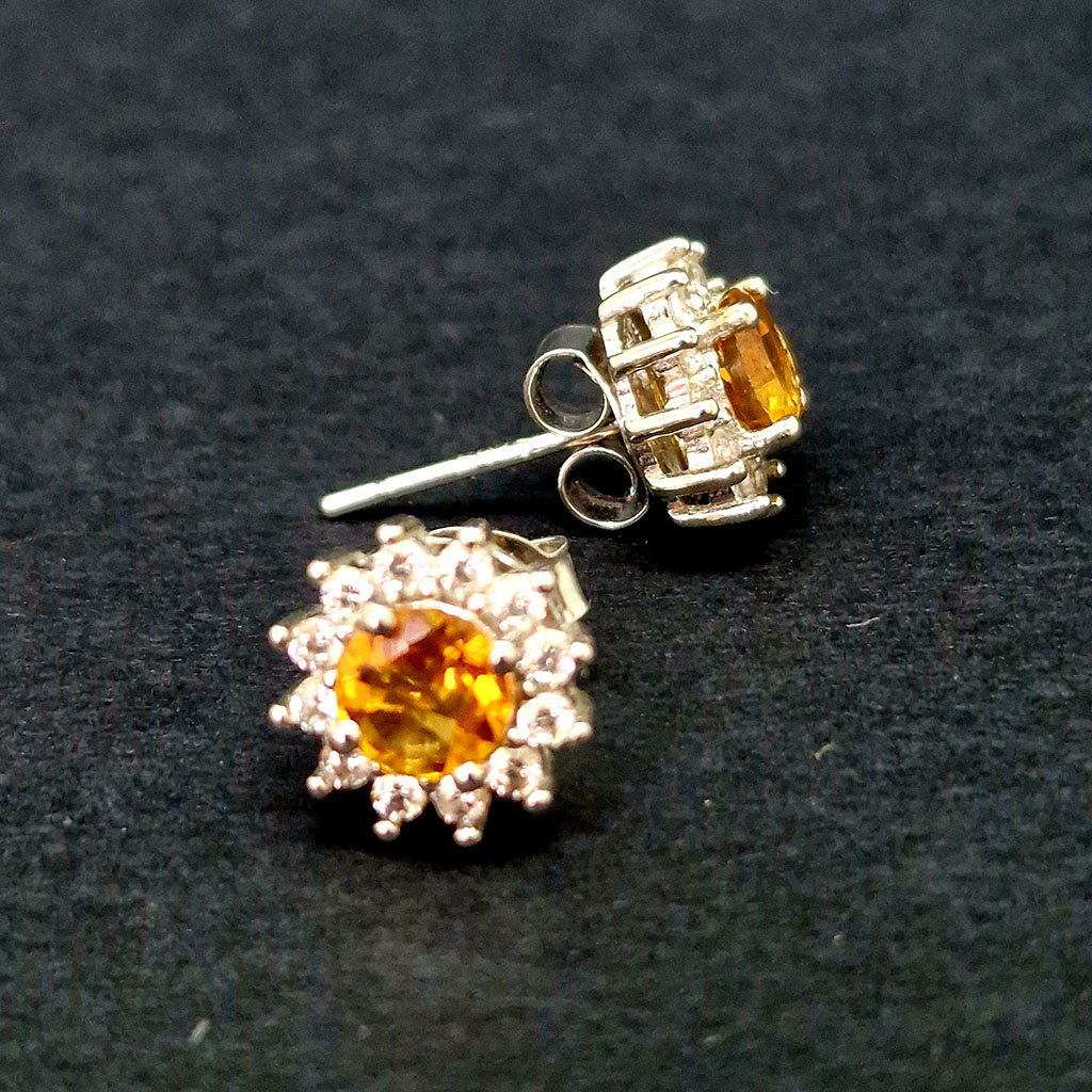 Пусеты, камень цитрин, Арт. НГ-11188