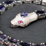 Браслет "Хозяйка медной горы", камни танзанит, корунд, рубин, Арт. НГ-12744