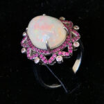 Кольцо НГ-6594, камни опал, шпинель, размер 19,5