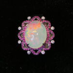 Кольцо НГ-6594, камни опал, шпинель, размер 19,5