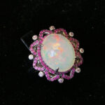 Кольцо НГ-6594, камни опал, шпинель, размер 19,5