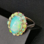 Кольцо НГ-6598, камни опал, шпинель, размер 19