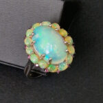 Кольцо НГ-6598, камни опал, шпинель, размер 19