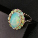 Кольцо НГ-6598, камни опал, шпинель, размер 19