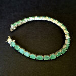 Браслет НГ-7256, камни берилл, изумруд, 18 см