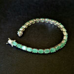 Браслет НГ-7256, камни берилл, изумруд, 18 см