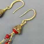 Серьги Аида-9534, камень коралл