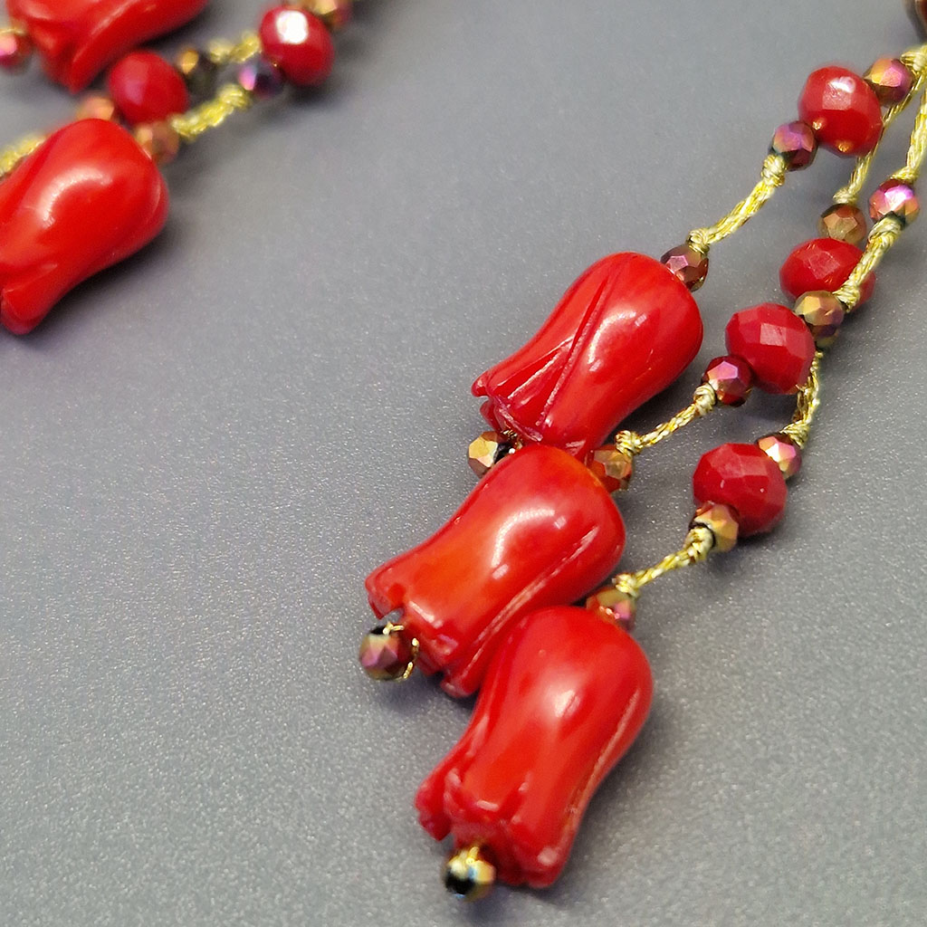 Серьги Аида-9534, камень коралл