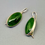 Серьги ГРП-1376, камень кефрит байкал