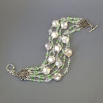 Браслет из камня агат, Аида-8553, ювелирный сплав, серебрение