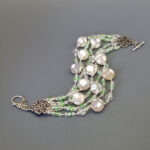 Браслет из камня агат, Аида-8553, ювелирный сплав, серебрение