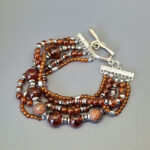 Браслет из камней гранат, спессартин, 18 см, "Андроника", Арт. АП-18146