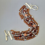 Браслет из камней гранат, спессартин, 18 см, "Андроника", Арт. АП-18146