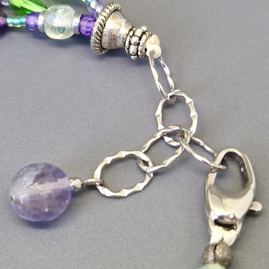 Браслет из камней флюорит, аметист, 18 см, "Виолетта", Арт. АП-13840