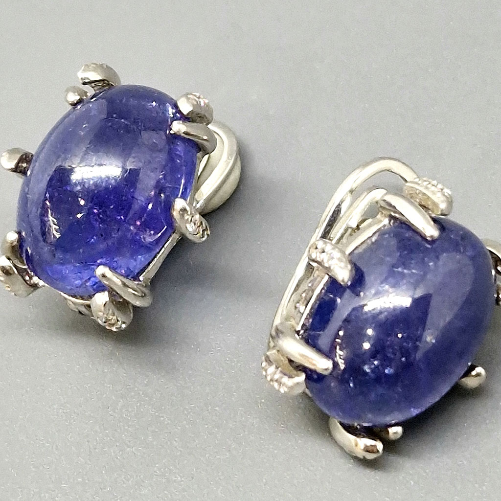 Серьги НГ-7141, камень танзанит