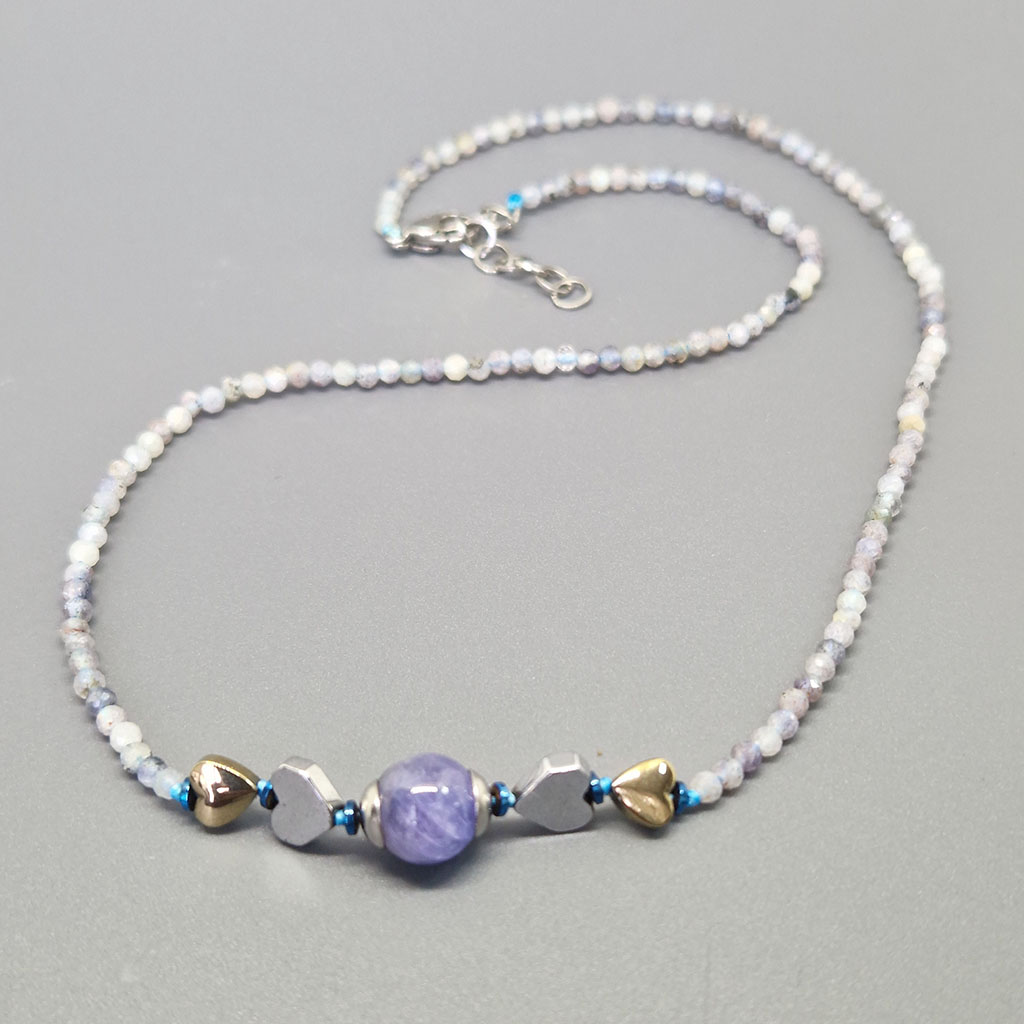 Колье "Море", камень танзанит, 45 см, Арт. АП-17397