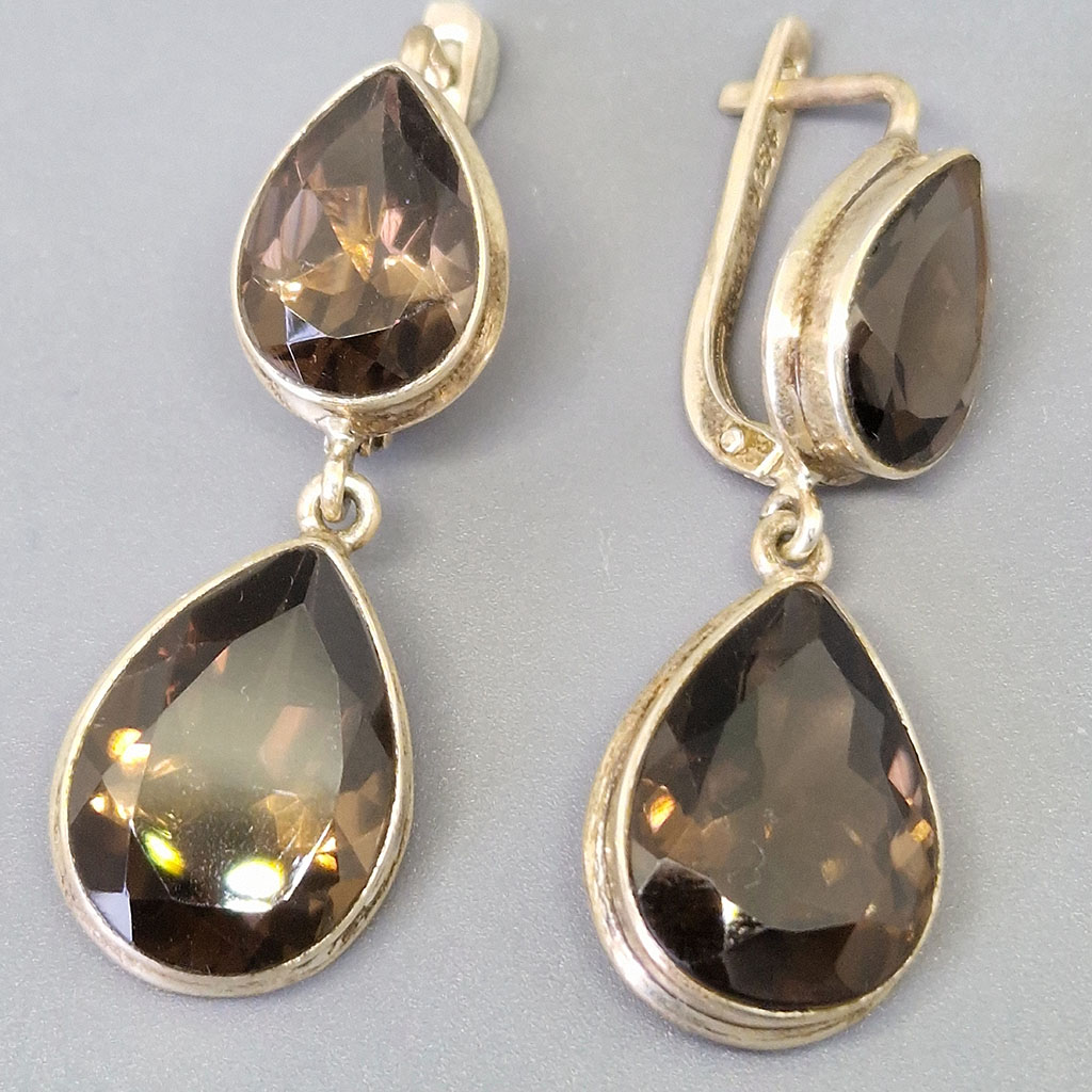 Серьги НГ-8009, камень раухтопаз