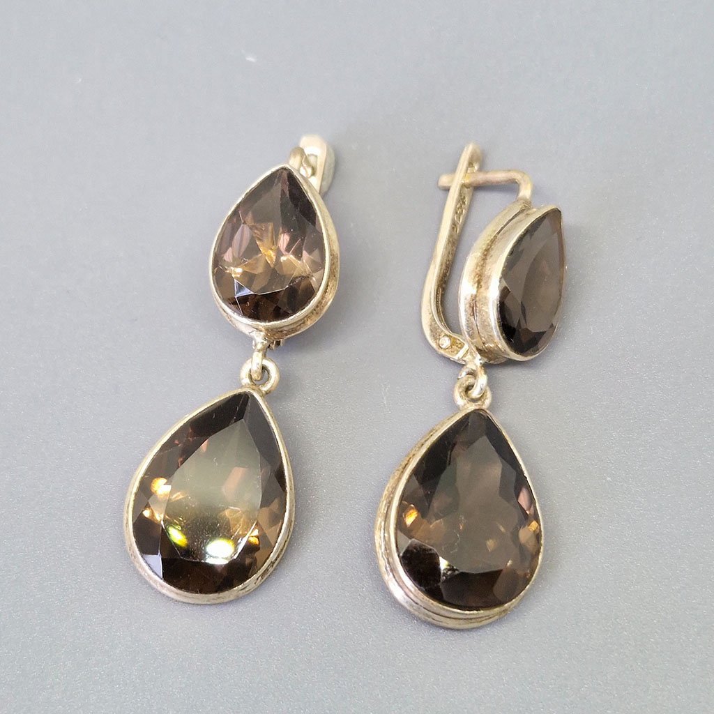 Серьги НГ-8009, камень раухтопаз