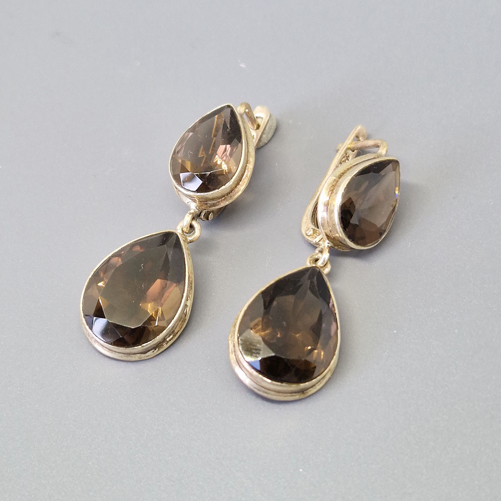 Серьги НГ-8009, камень раухтопаз