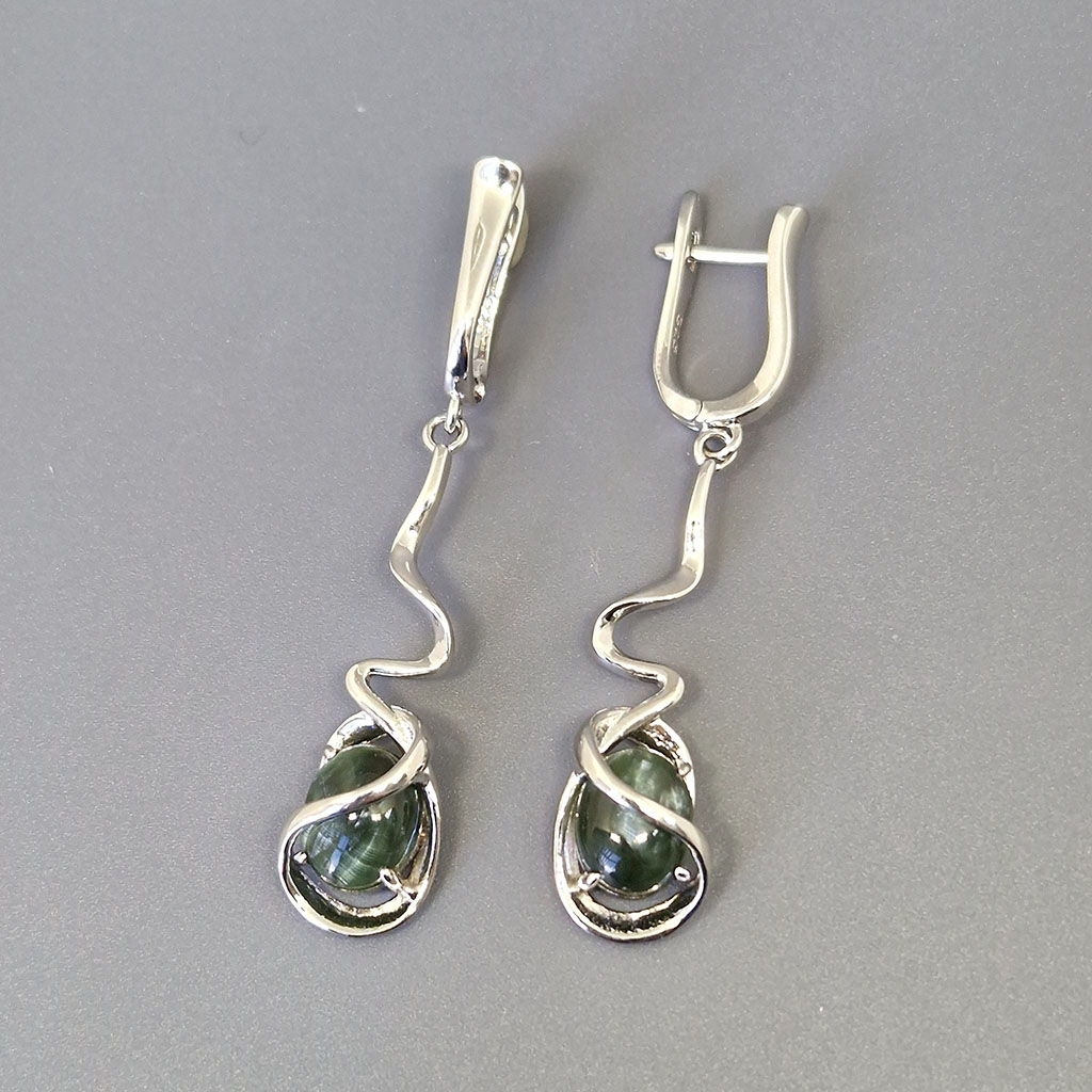 Серьги НГ-10866, камень клинохлор