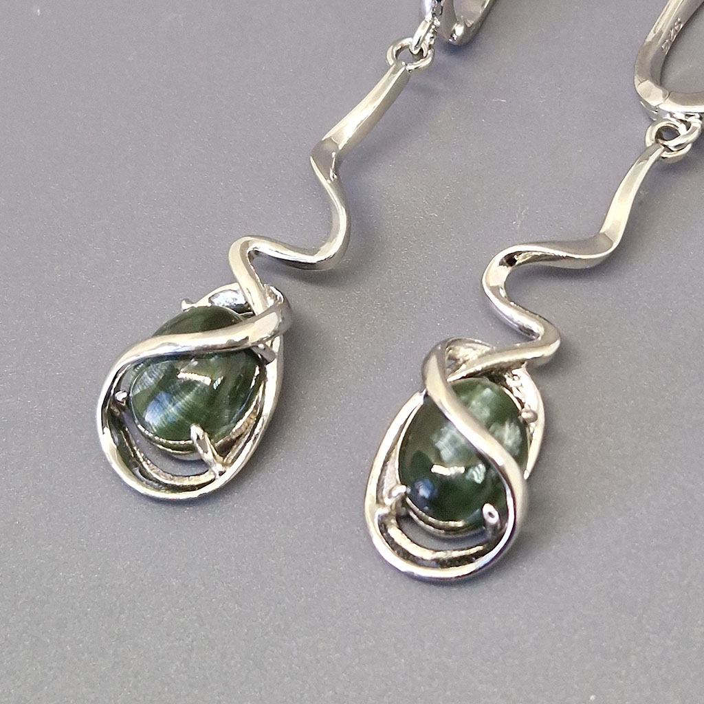 Серьги НГ-10866, камень клинохлор