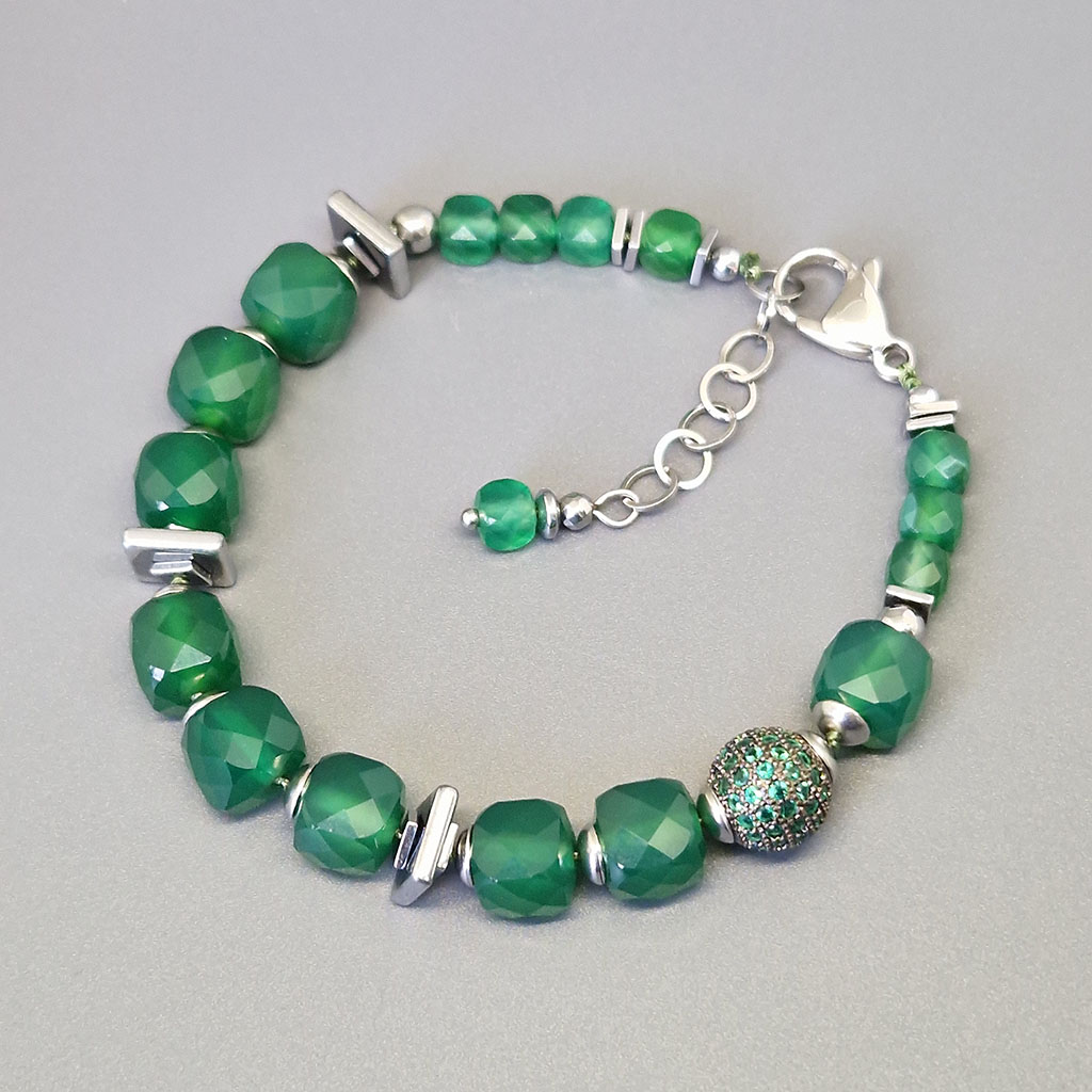 Браслет из камня хризопраз, 18 см, "Джанин", Арт. АП-18077