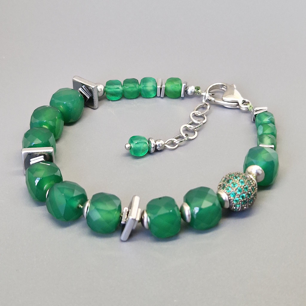 Браслет из камня хризопраз, 18 см, "Джанин", Арт. АП-18077