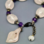 Браслет из камней розовый кварц, аметист, 18 см, "Эдельвейс", Арт. АП-18009