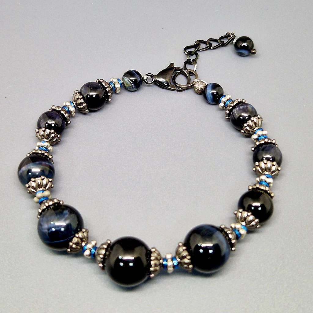 Браслет из камня соколиный глаз, "Ронда", Арт. АП-13326