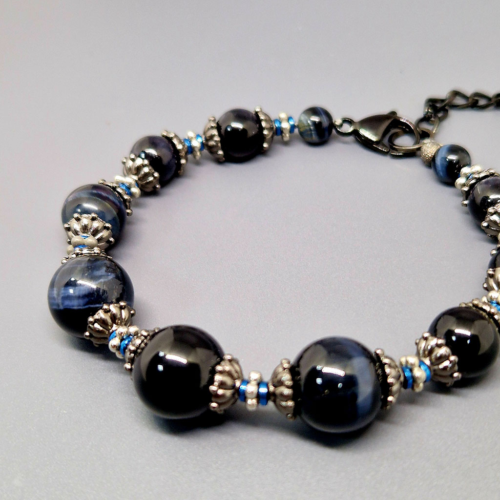 Браслет из камня соколиный глаз, "Ронда", Арт. АП-13326