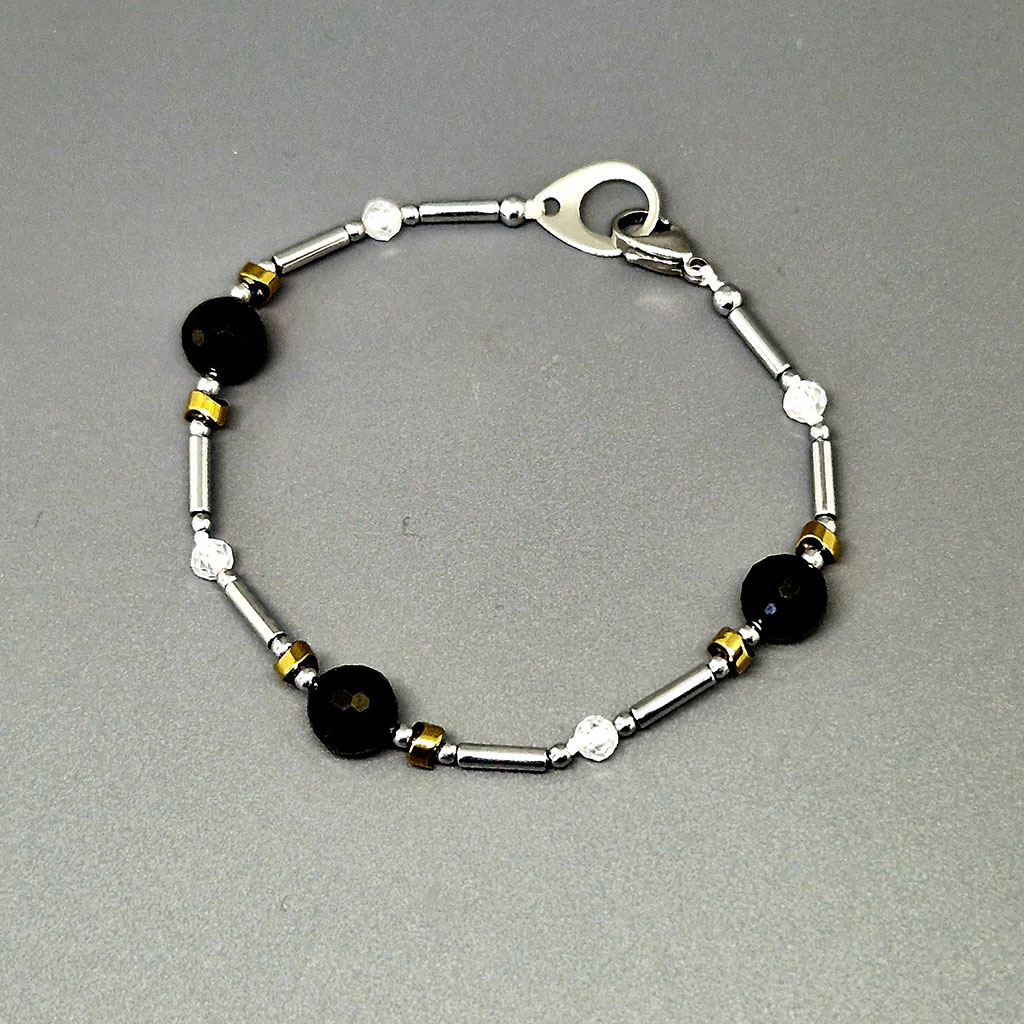 Браслет из камней турмалин, шерл, циркон, 18 см, "Жульетт", Арт. АП-17992