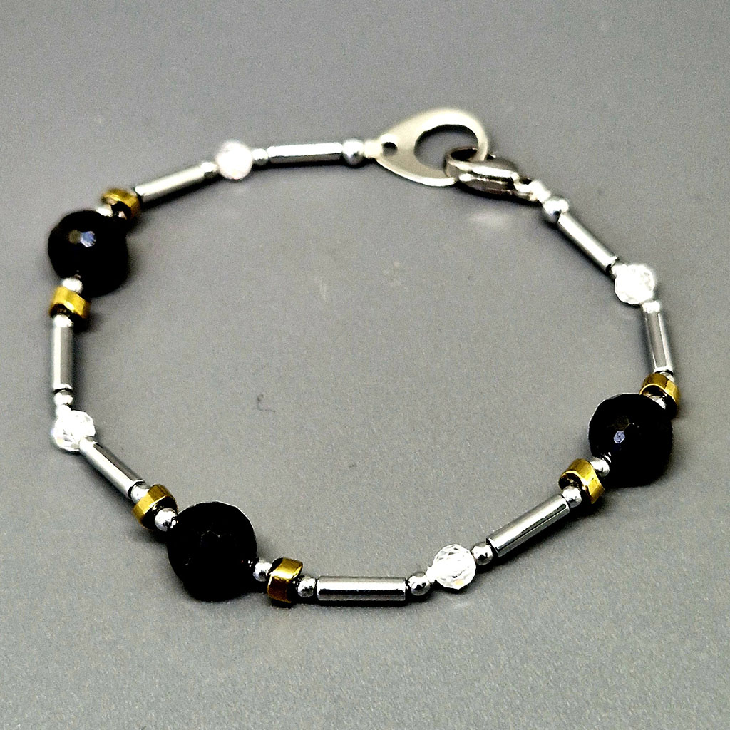 Браслет из камней турмалин, шерл, циркон, 18 см, "Жульетт", Арт. АП-17992