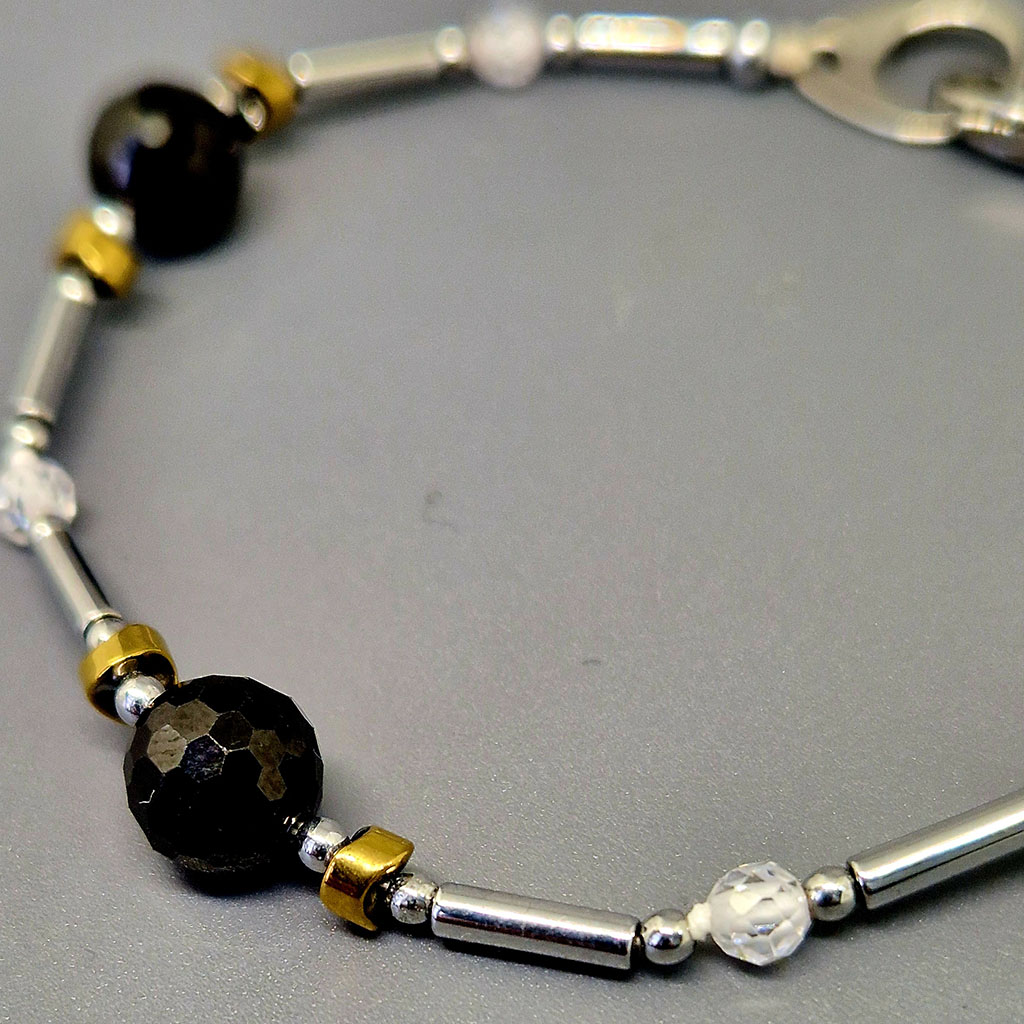 Браслет из камней турмалин, шерл, циркон, 18 см, "Жульетт", Арт. АП-17992